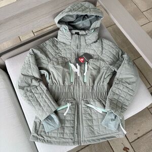 NWT Free People FP Movement All Prepped Ski Quilted Jacket Green Gray XL
